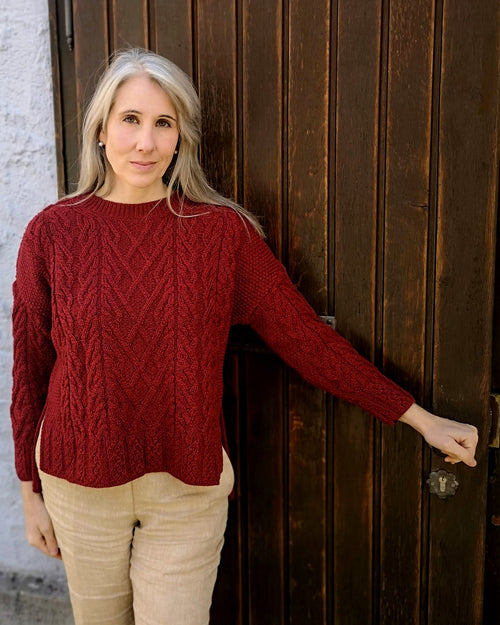 AWM Ladies Pullover Vented Box Sweater with Trellis Zopfmuster Damenpullover B232 2023