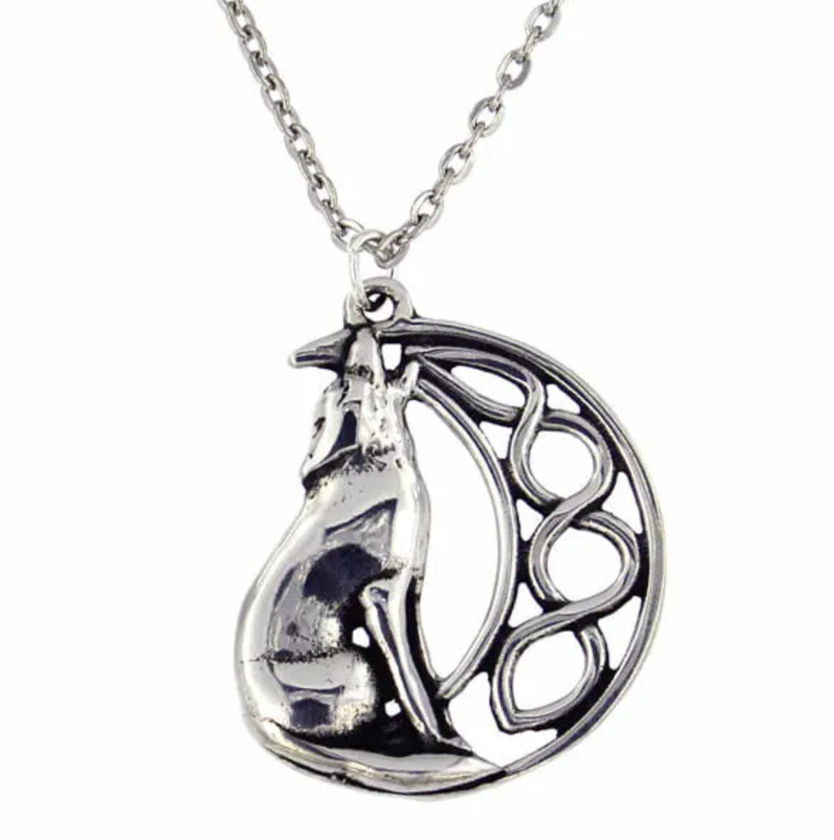 St. Justin PN733 - Howling Wolf with Moon Necklace