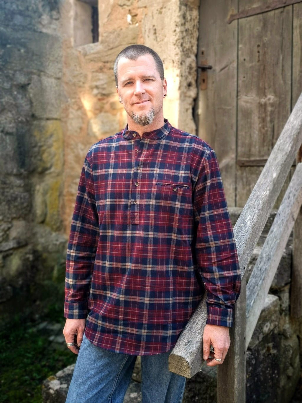 Lee Valley LV10 Grandfather Shirt Flannel Navy-Red Check