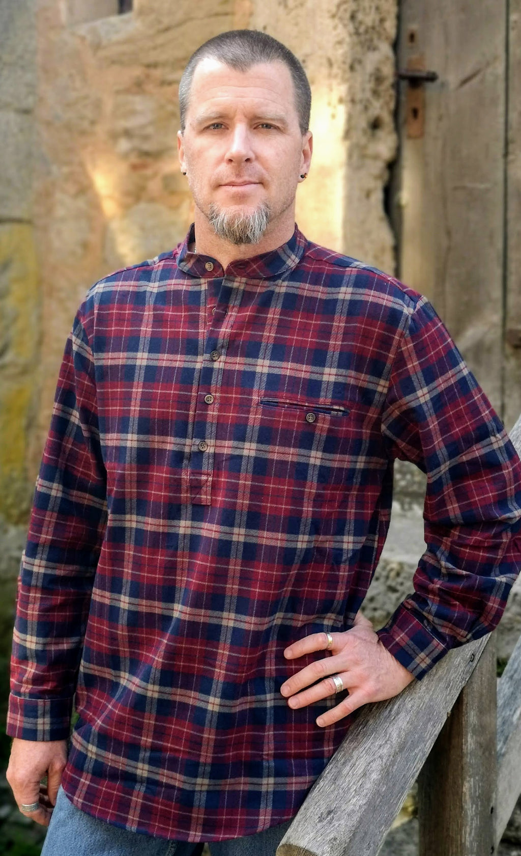 Lee Valley LV10 Grandfather Shirt Flannel Navy-Red Check