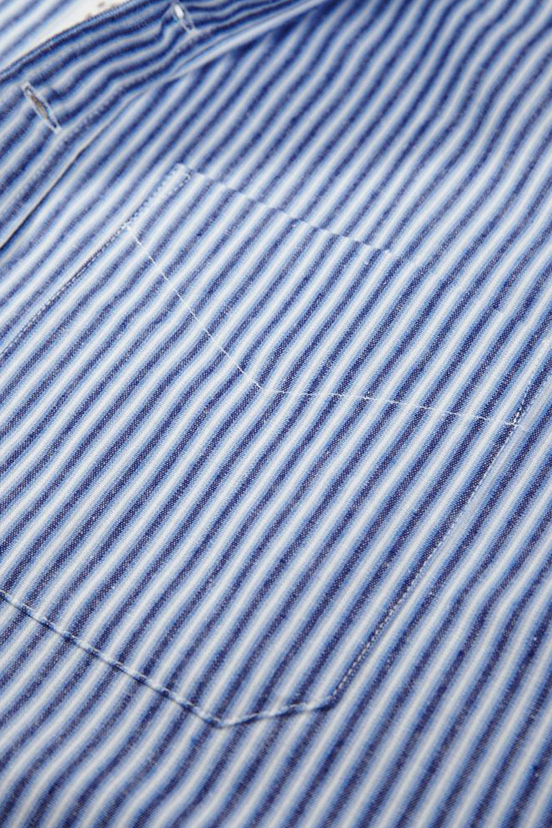 Lee Valley VR15 Grandfather Shirt Cotton White-Blue Thick Striped